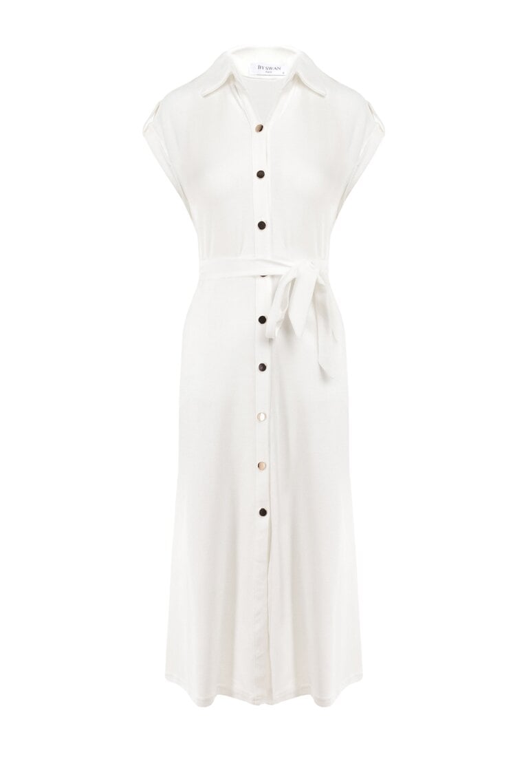 Biała Sukienka Koszulowa Phinitrite