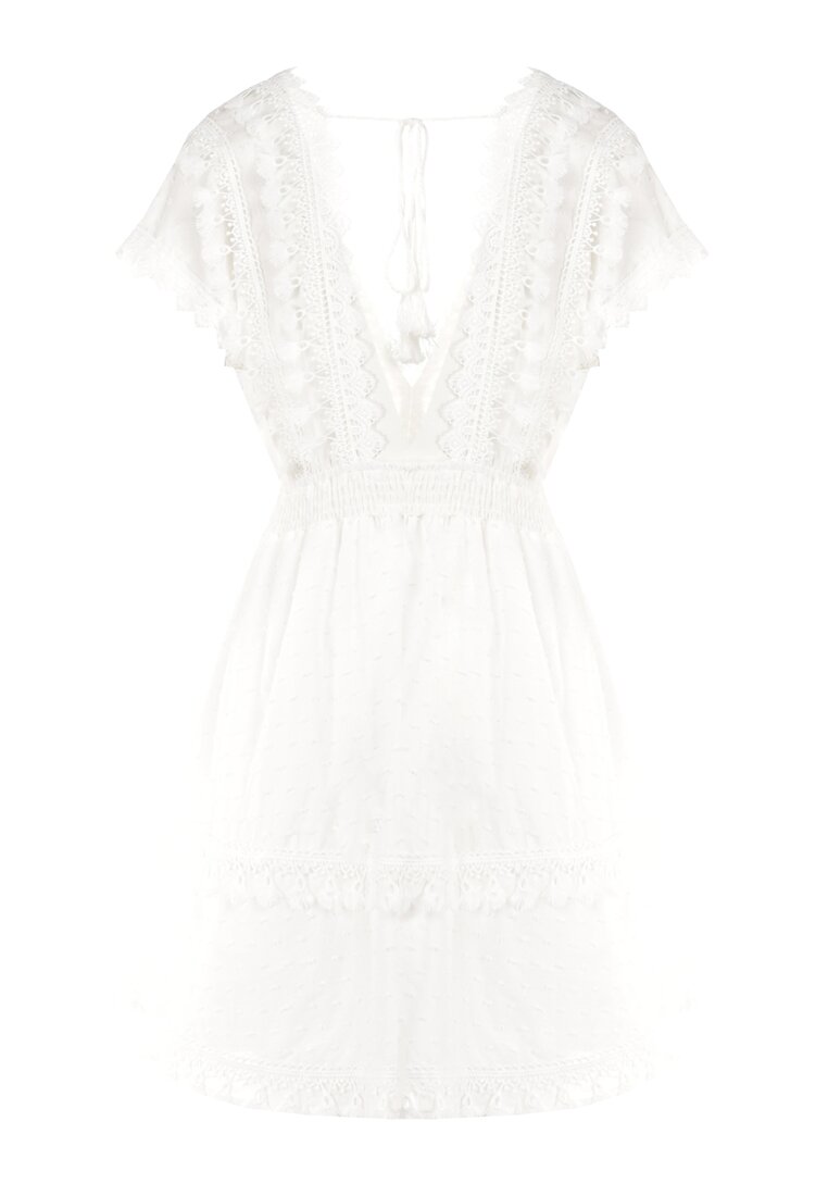 Biała Sukienka z Bawełny Hippista