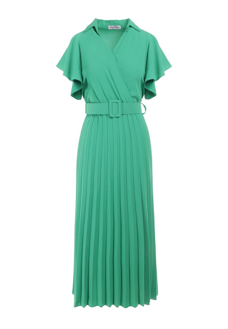 Zielona Sukienka z Paskiem Qallissi