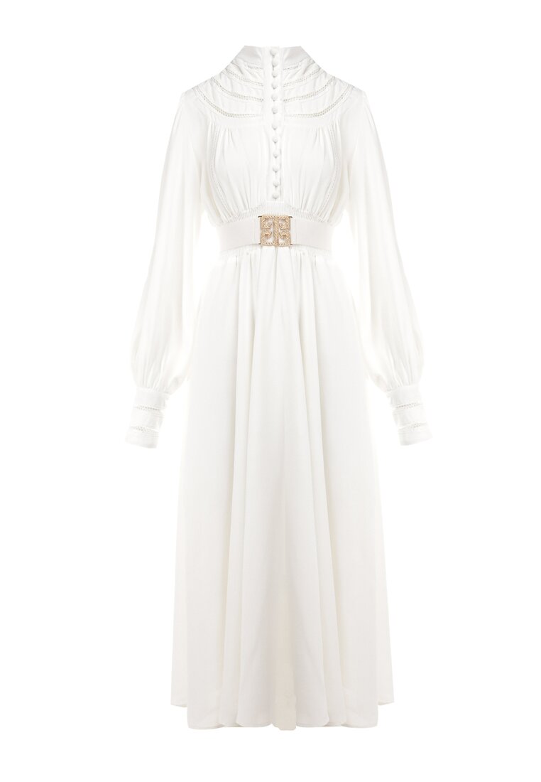 Biała Sukienka z Paskiem Laodyle