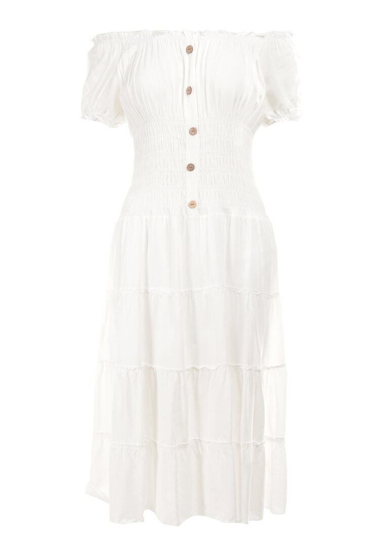 Biała Sukienka z Bawełny Enotus