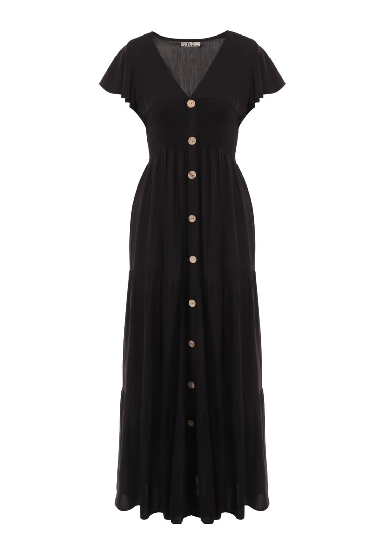 Czarna Sukienka z Wiskozy Heeny