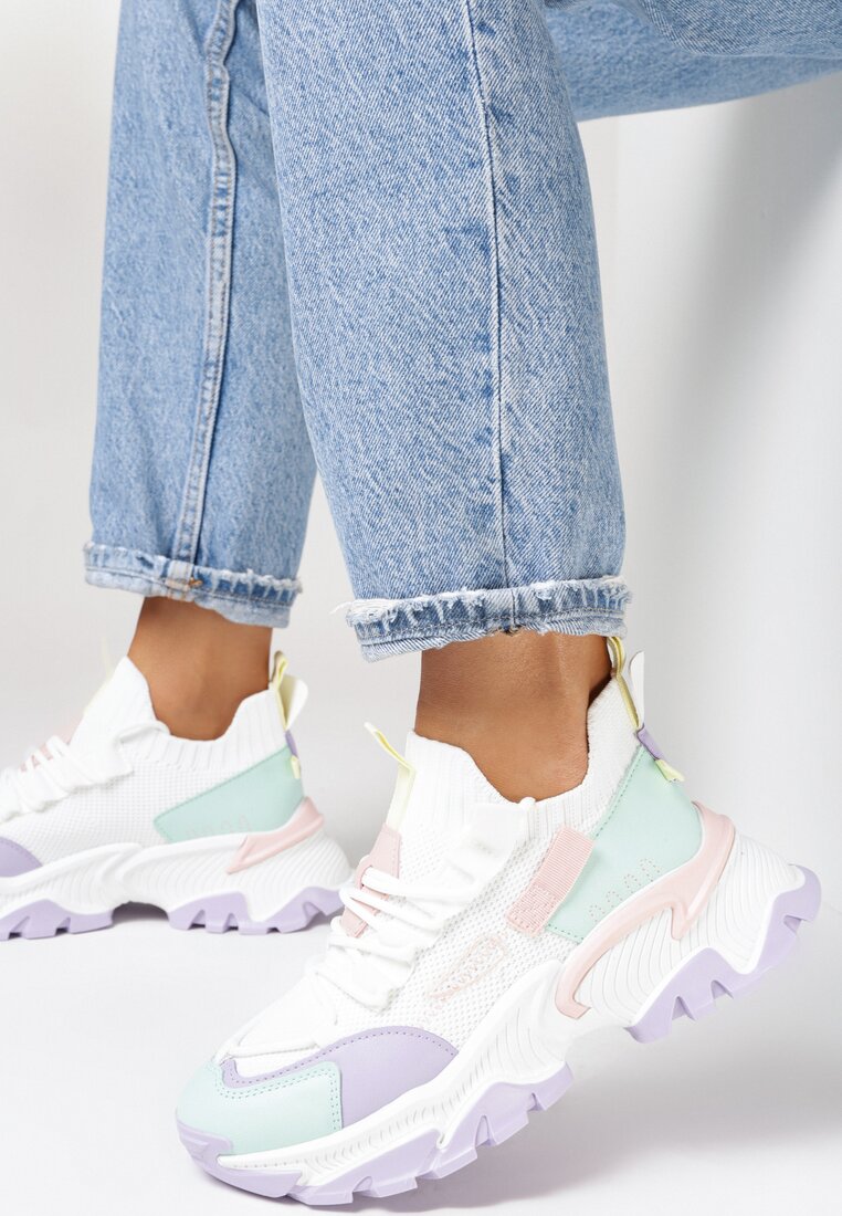 Biało-Fioletowe Sneakersy Orilea
