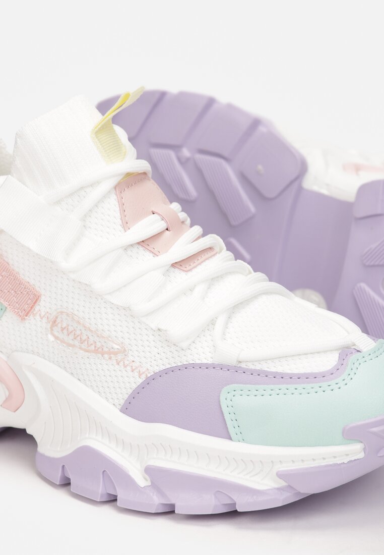 Biało-Fioletowe Sneakersy Orilea