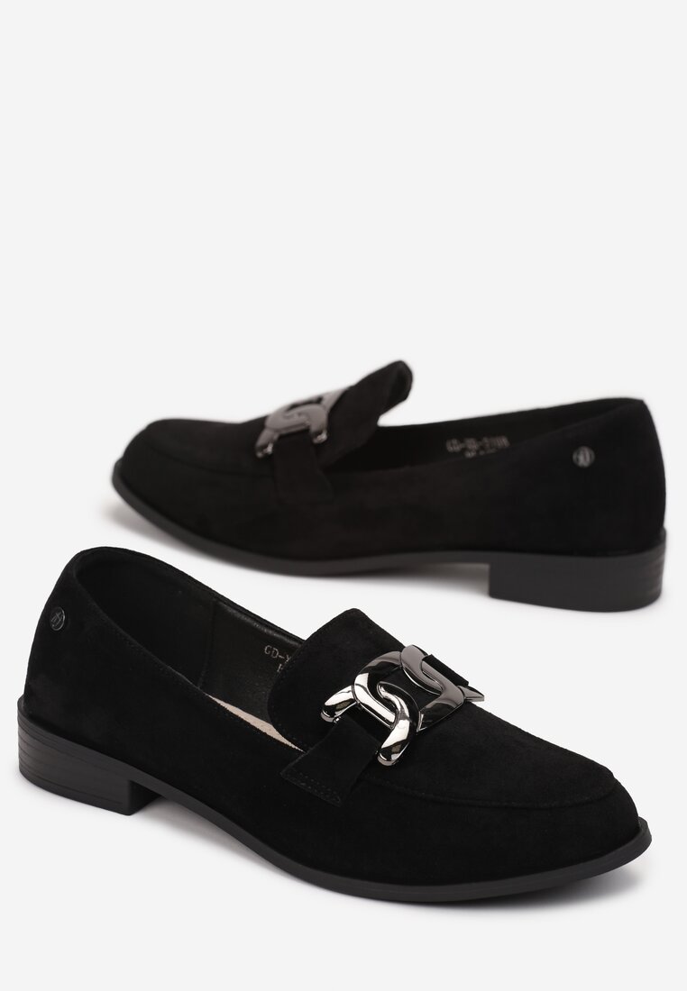 Czarne Mokasyny ze Skórzaną Wkładką Apus