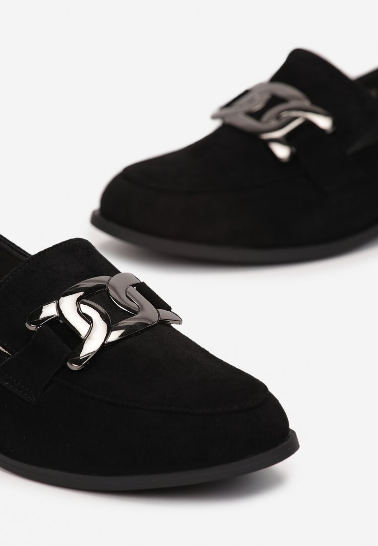 Czarne Mokasyny ze Skórzaną Wkładką Apus