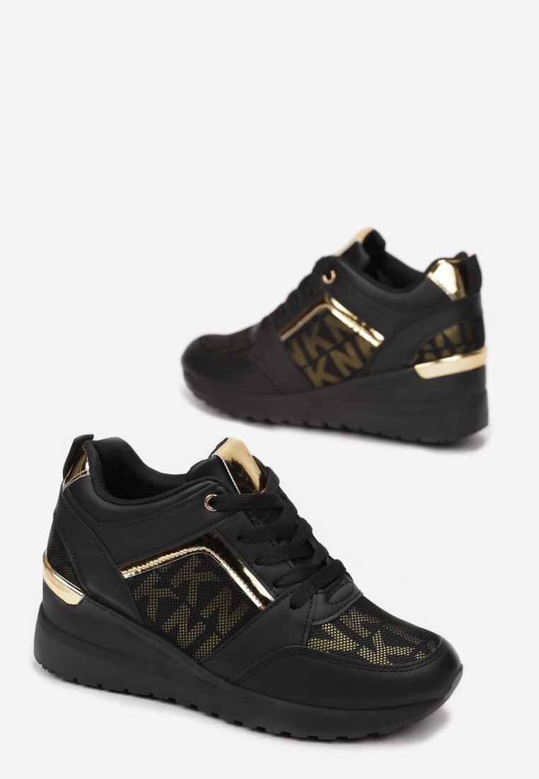 Czarno-Złote Sneakersy Kasaris