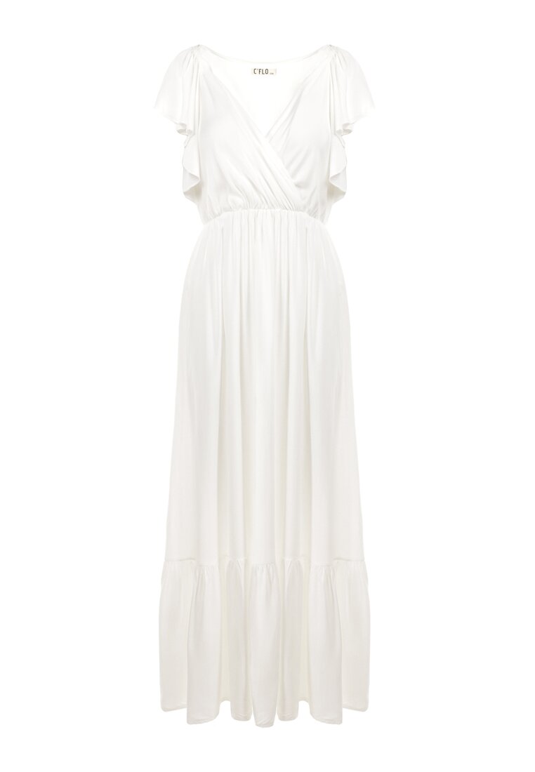 Biała Sukienka z Wiskozy Aserus