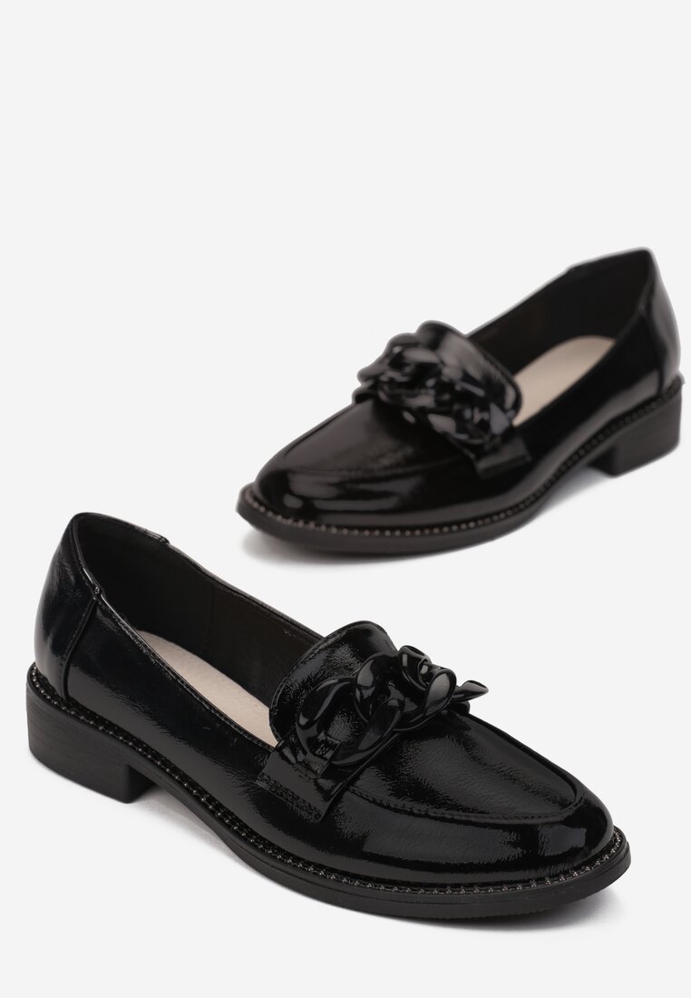 Czarne Mokasyny ze Skórzaną Wkładką Henny