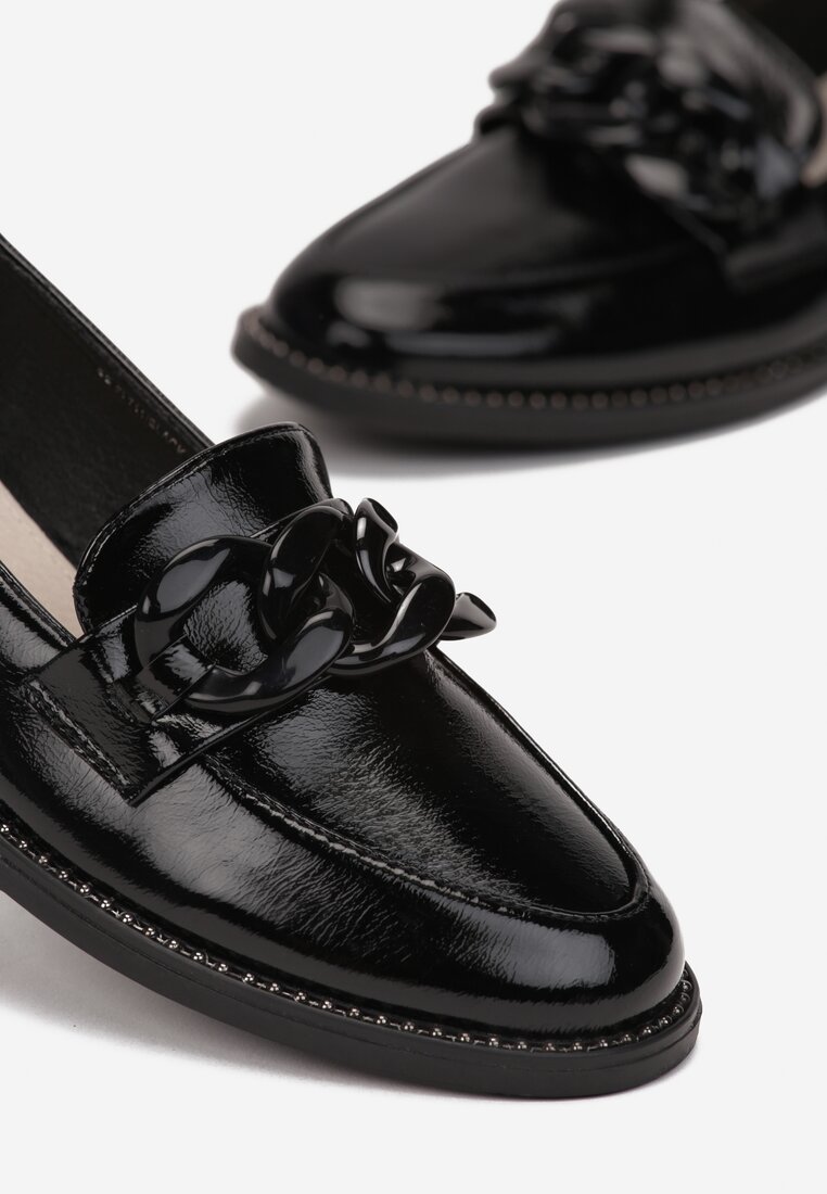 Czarne Mokasyny ze Skórzaną Wkładką Henny