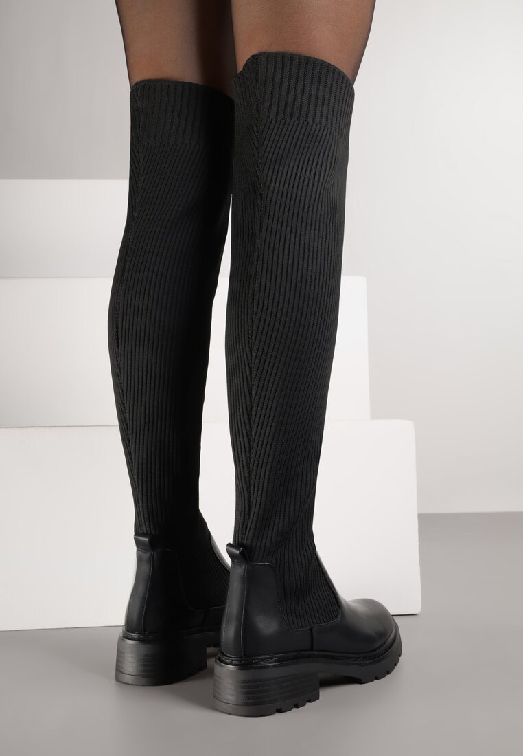 Czarne Kozaki z Elastyczną Cholewką Idandrou