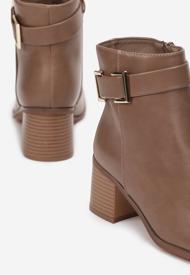 Ciemnobeżowe Botki Atronia