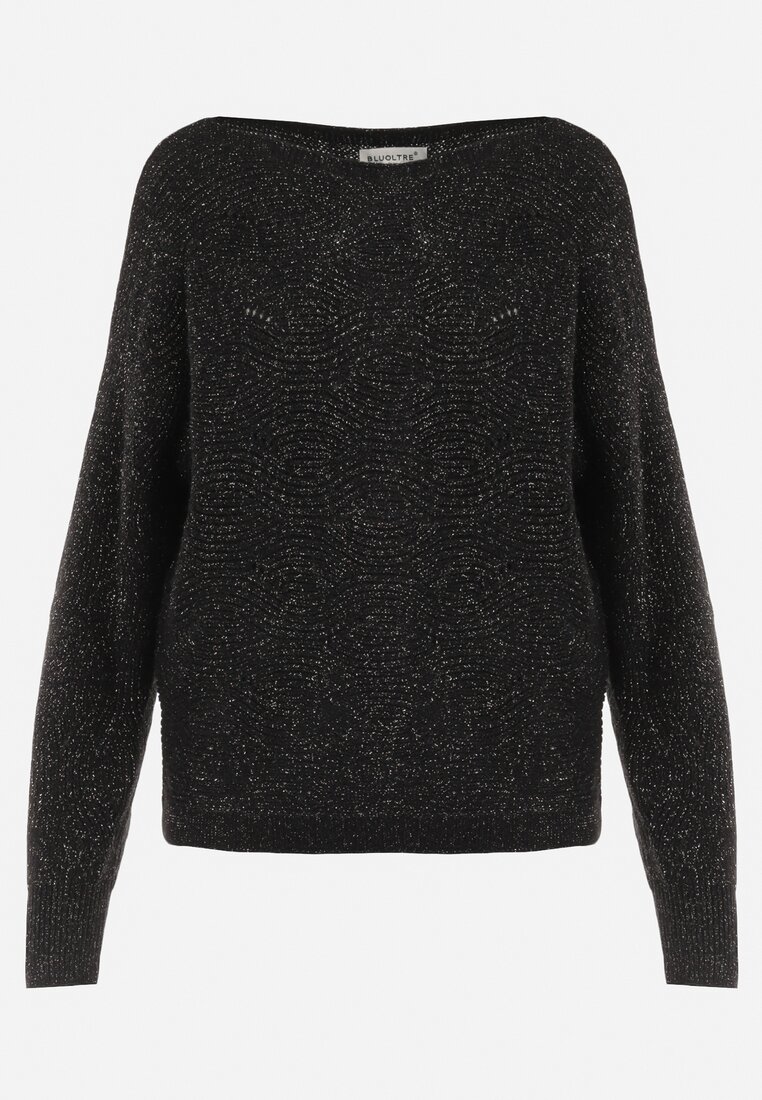 Czarny Sweter z Metaliczną Nitką Floy