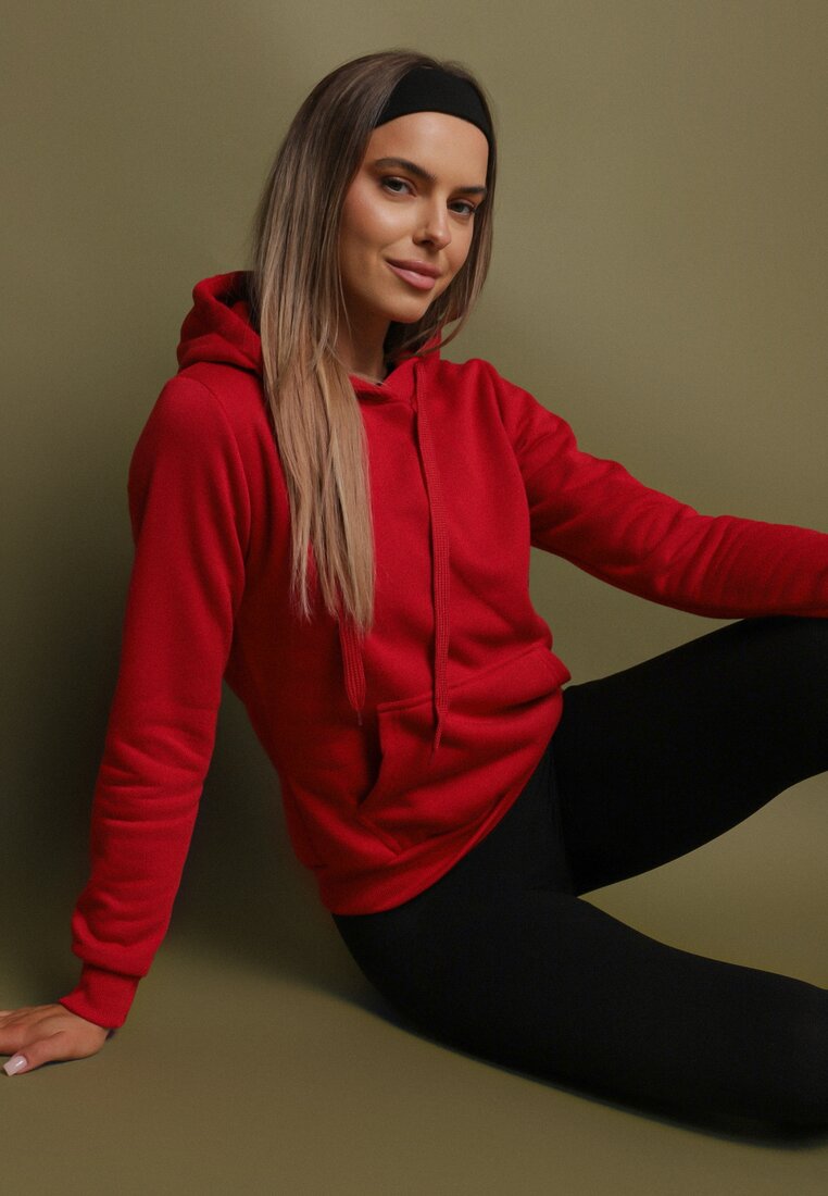 Czerwona Bluza z Kapturem Kasseia