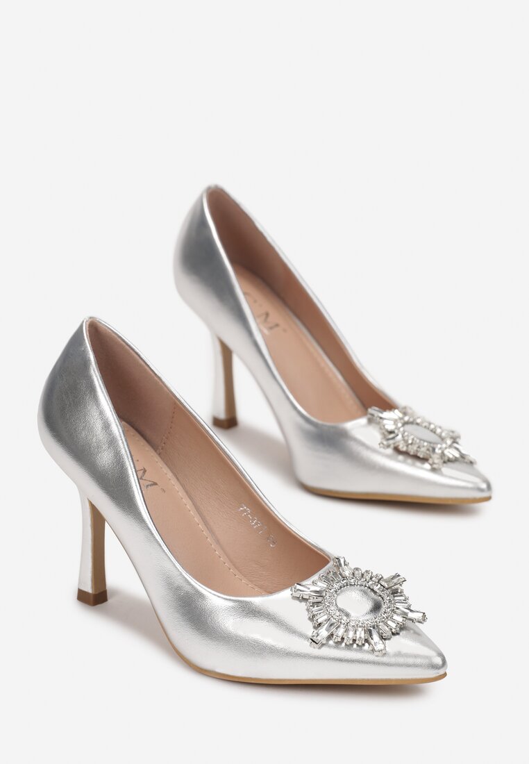 Pantofi stiletto Argintii