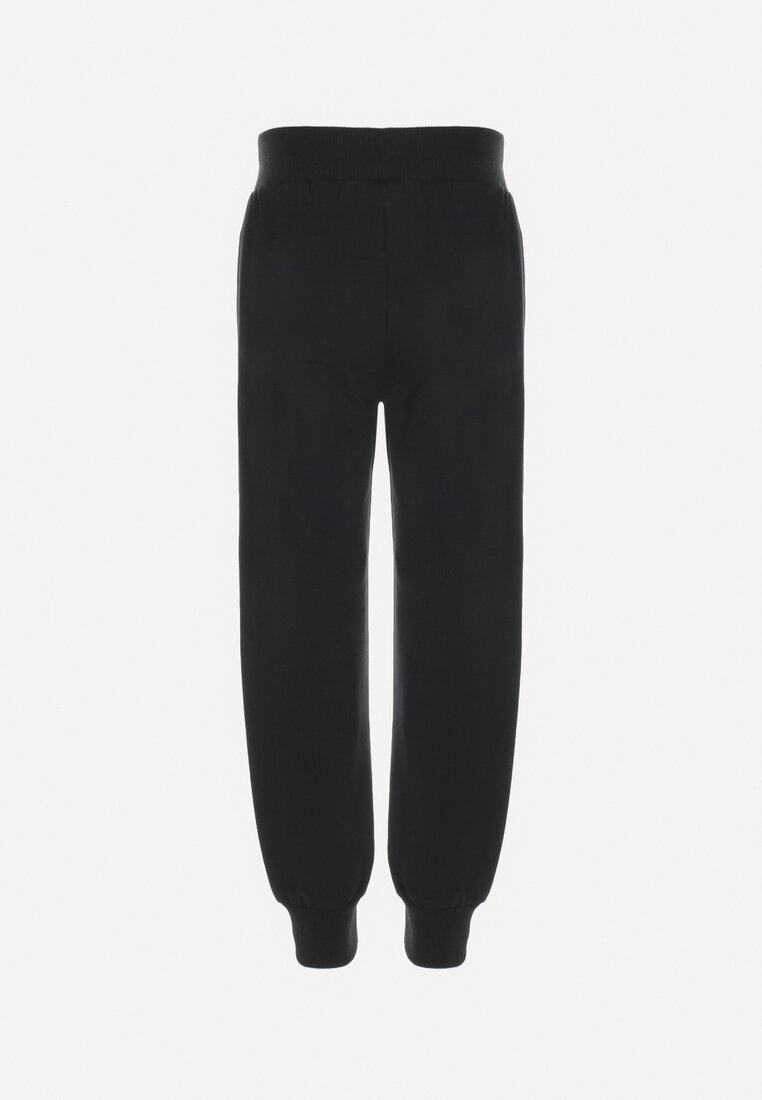 Czarne Spodnie Dresowe z Gumką w Pasie Sisnoa