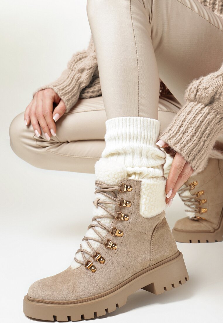 Ciemnobeżowe Traperki Inessa