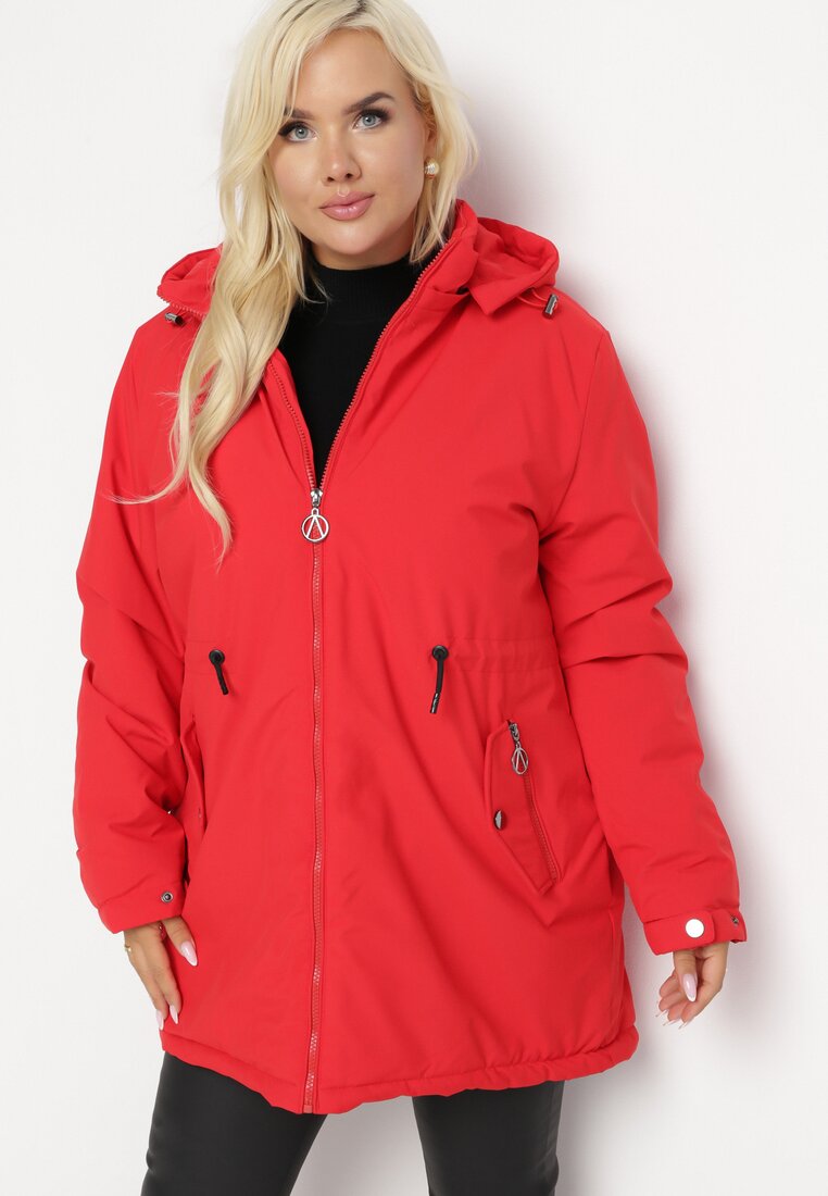 Czerwona Kurtka Parka Hiza