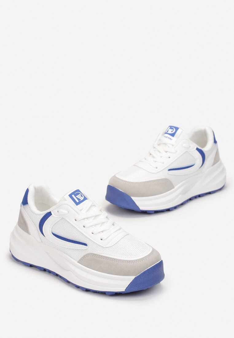 Biało-Niebieskie Sneakersy Devane