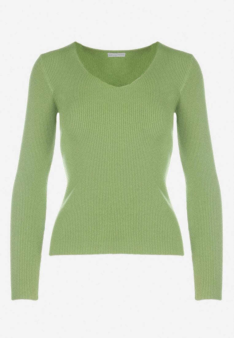 Zielony Sweter Prążkowany Tekko