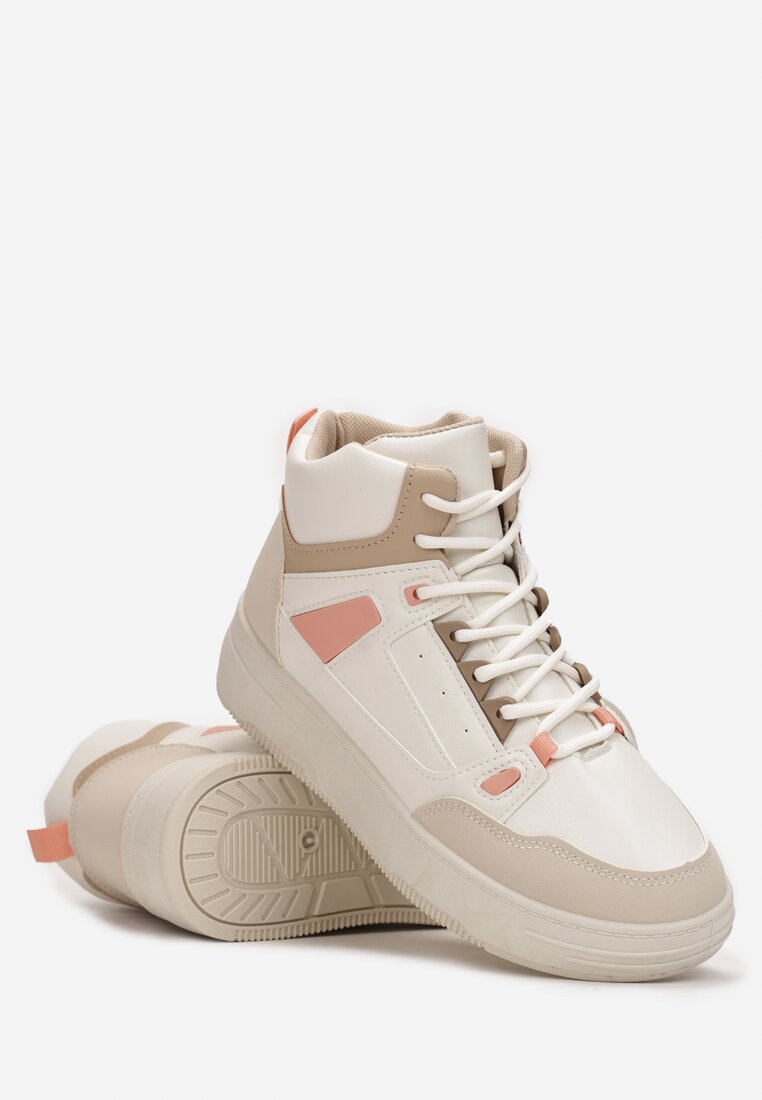 Beżowe Sneakersy na Grubej Podeszwie Damoreia