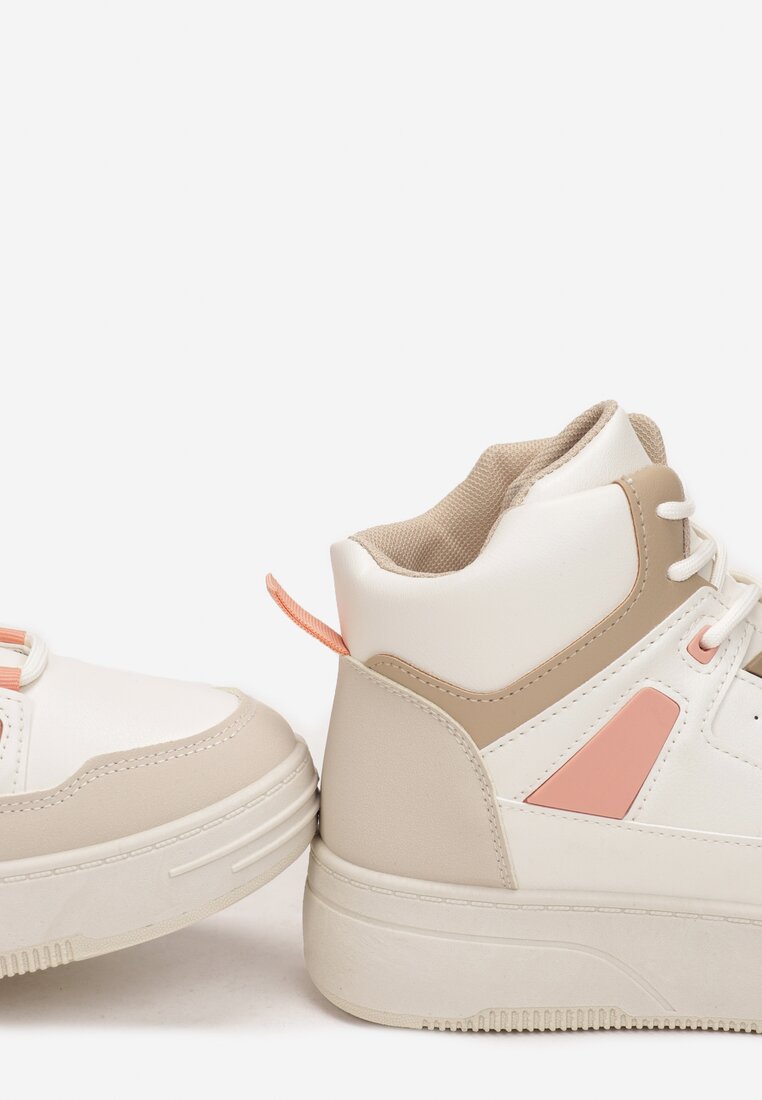 Beżowe Sneakersy na Grubej Podeszwie Damoreia