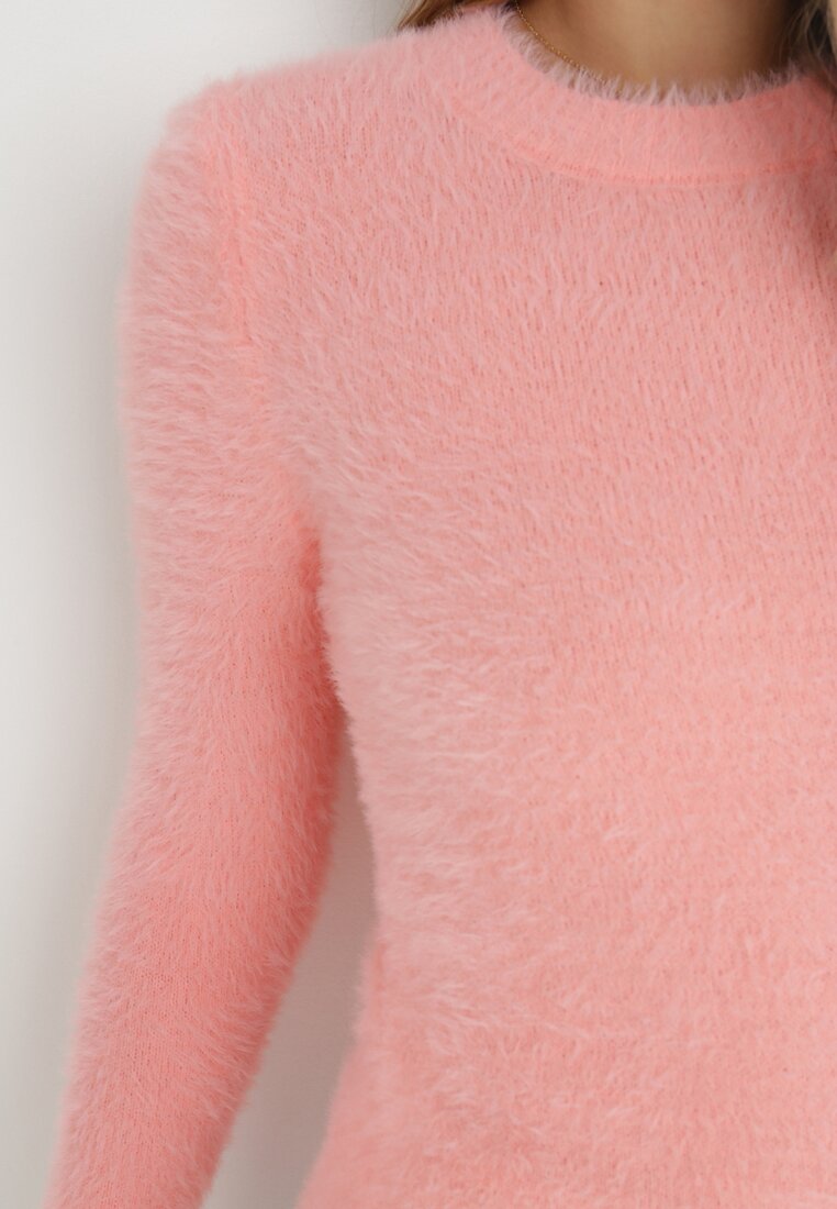 Różowy Sweter Wełniany z Alpaką Ithei