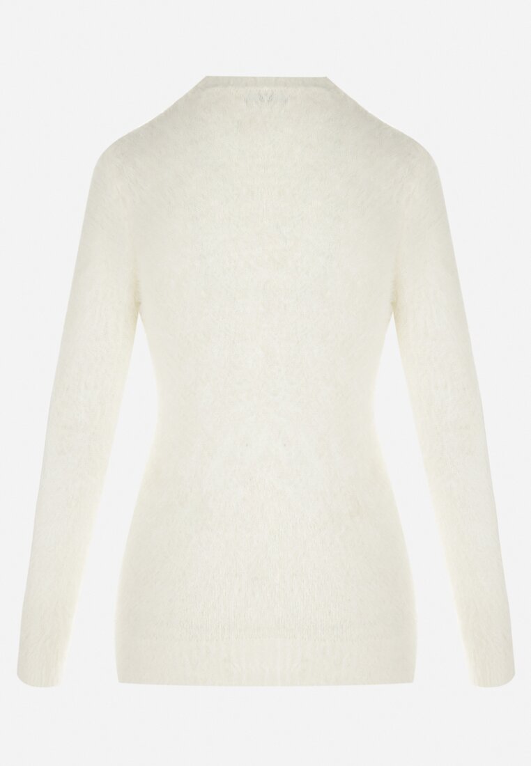 Biały Sweter Wełniany z Alpaką Ithei