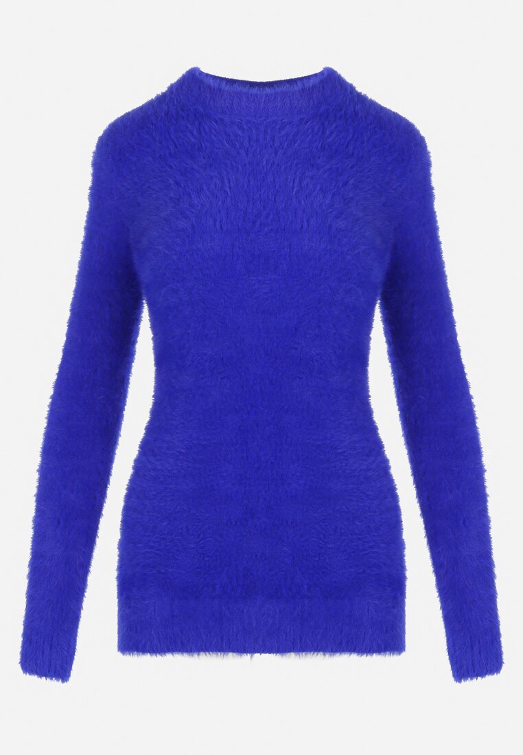 Niebieski Sweter Wełniany z Alpaką Ithei