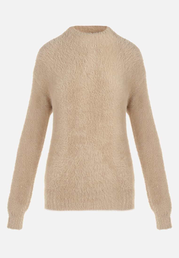 Beżowy Sweter Wełniany Lellimphei