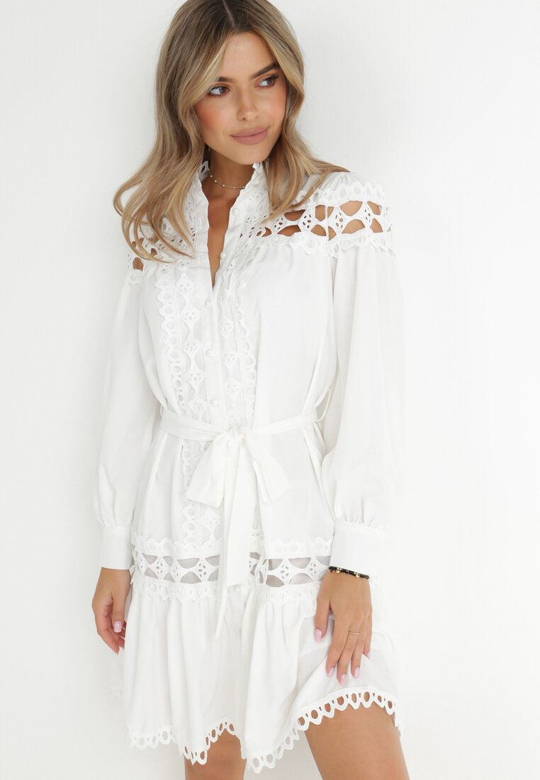 Biała Sukienka Koszulowa Semiphae