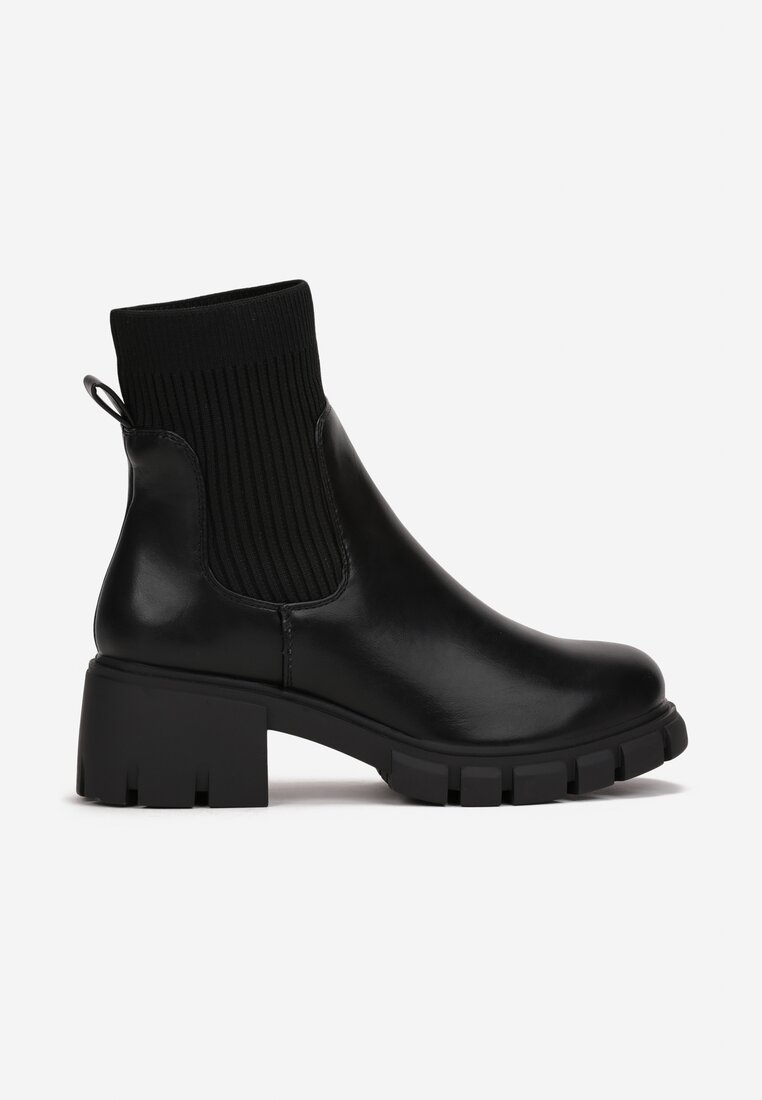 Czarne Botki z Elastyczną Cholewką Hekele