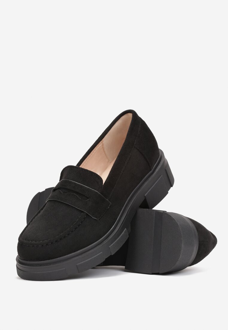 Czarne Mokasyny na Grubej Podeszwie Eustipus
