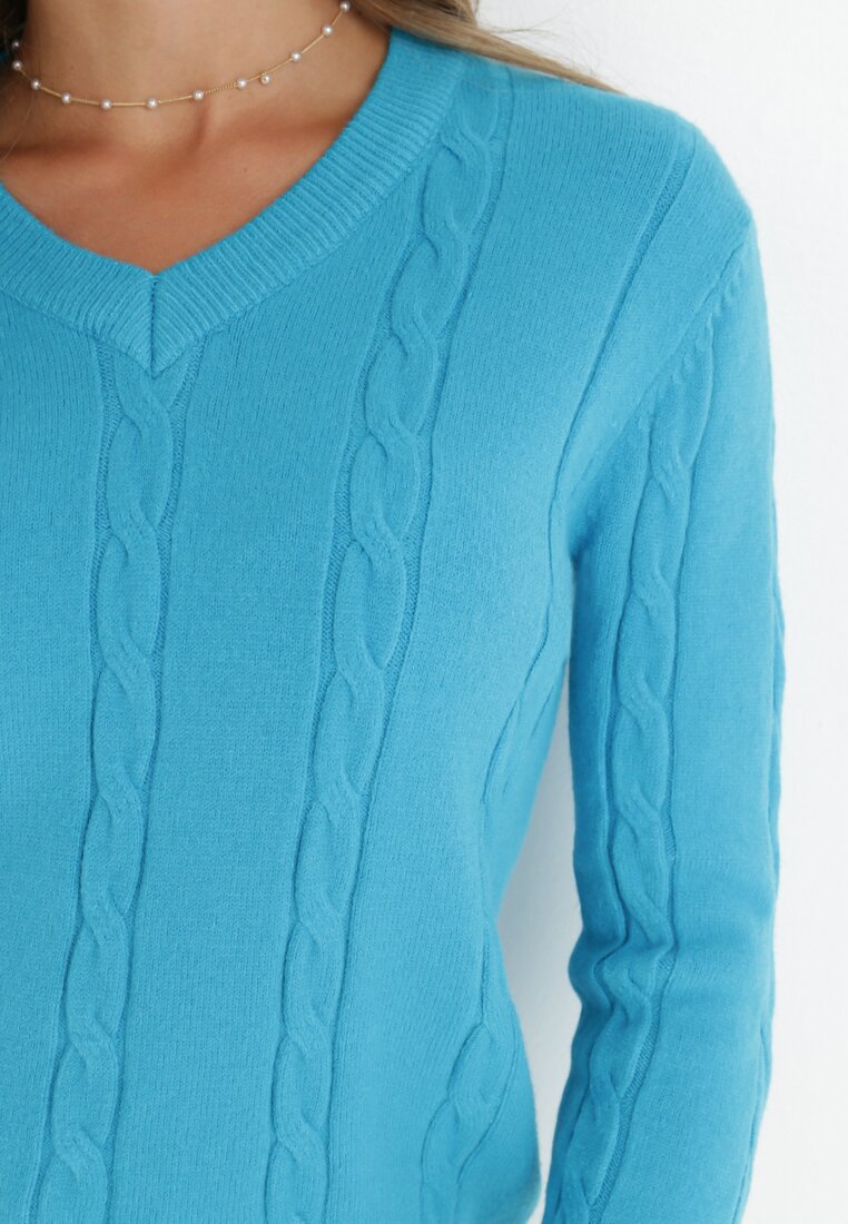 Niebieski Sweter w Warkocze Ipheina