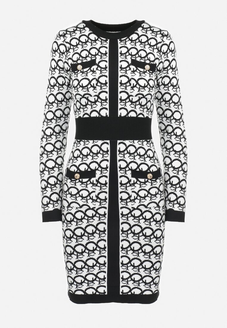 Biała Sukienka Sweterkowa z Wiskozy Proneope