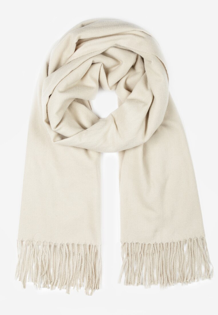 Jasnobeżowy Szalik z Frędzlami Fariza