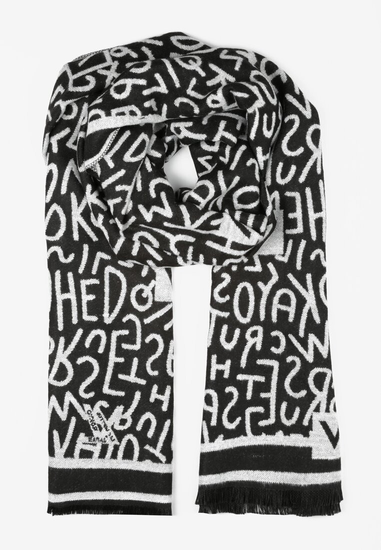 Biały Szalik z Bawełny i Wiskozy z Nadrukiem Cellah