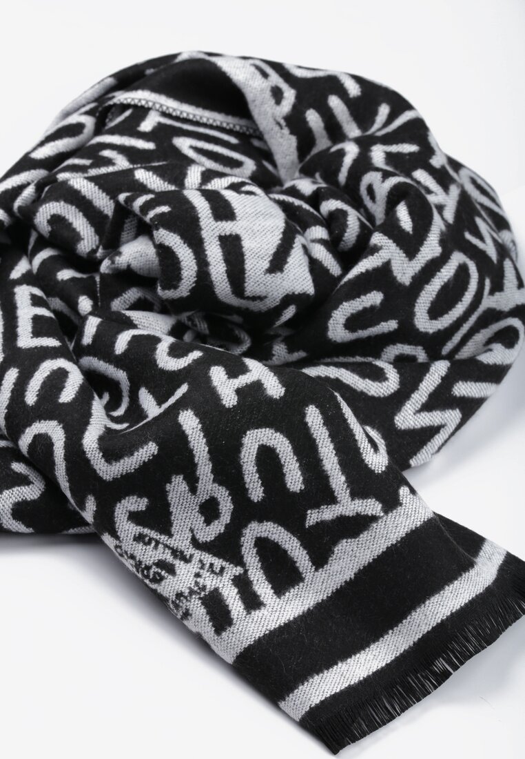 Biały Szalik z Bawełny i Wiskozy z Nadrukiem Cellah