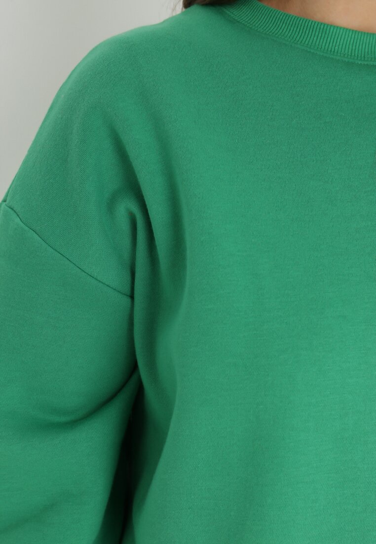 Zielona Bluza Oversize z Polarem Mes