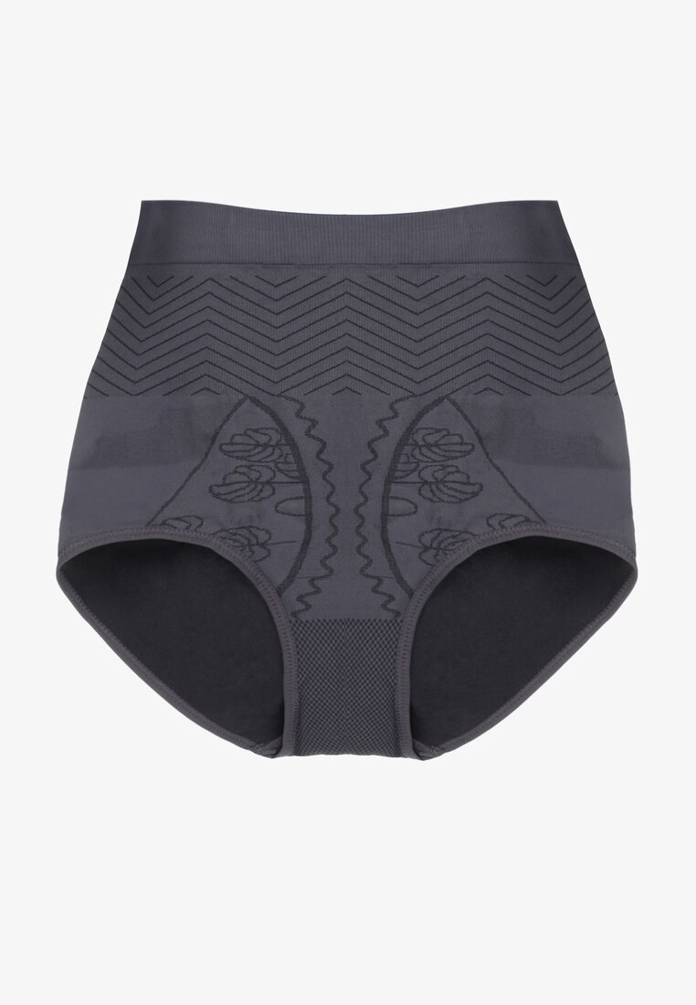 Ciemnoszare Majtki Wyszczuplające Figi z Wysokim Stanem Pamateck