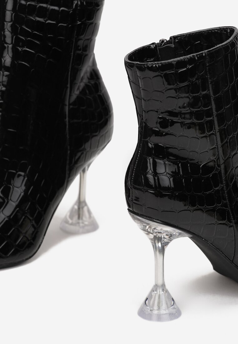Czarne Botki na Transparentnej Szpilce Coulibali