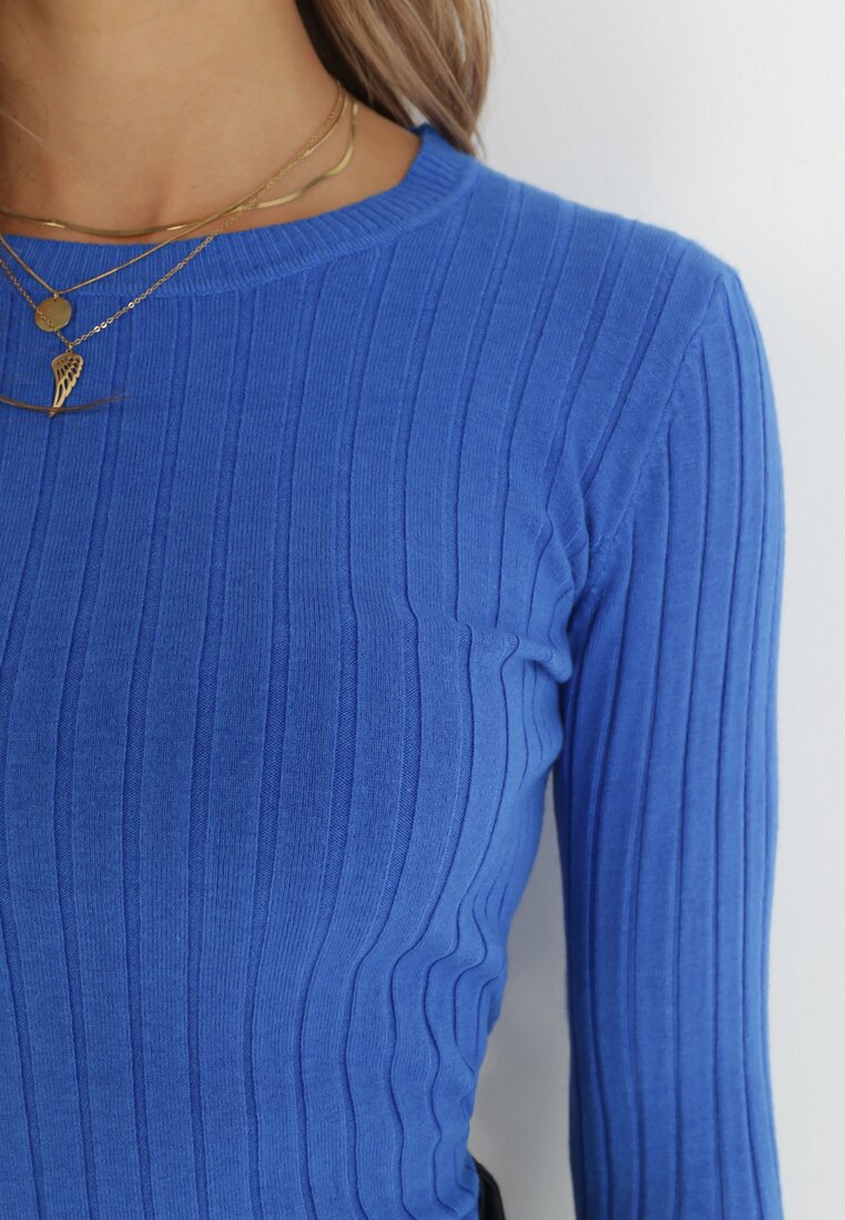 Niebieski Sweter Prążkowany Nawira