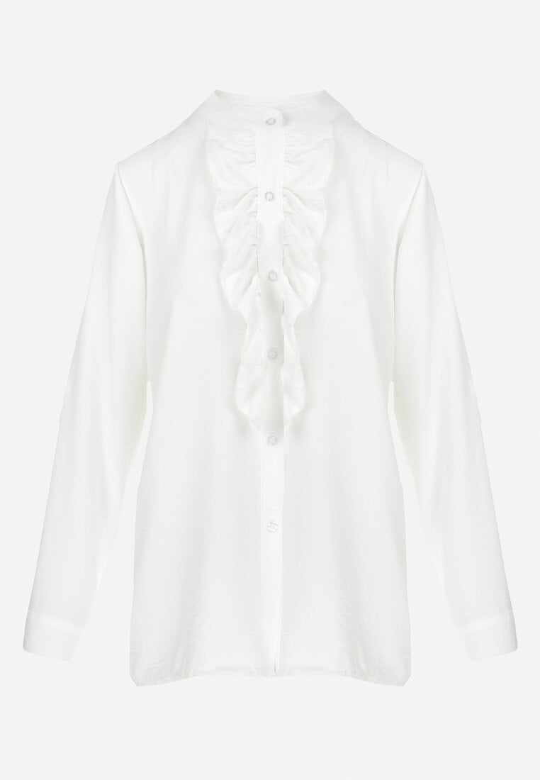 Biała Koszula z Falbanką Damara
