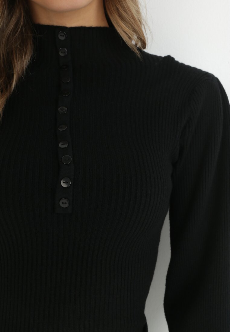 Czarny Golf z Bufiastym Rękawem Phyree