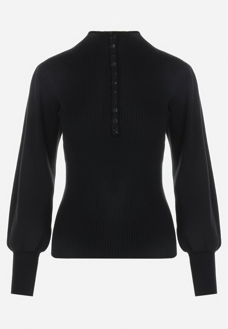 Czarny Golf z Bufiastym Rękawem Phyree