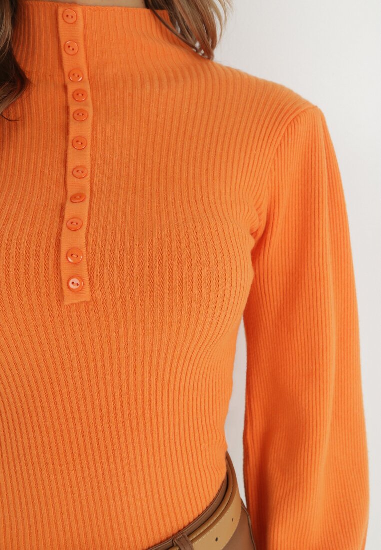 Pomarańczowy Golf z Bufiastym Rękawem Phyree