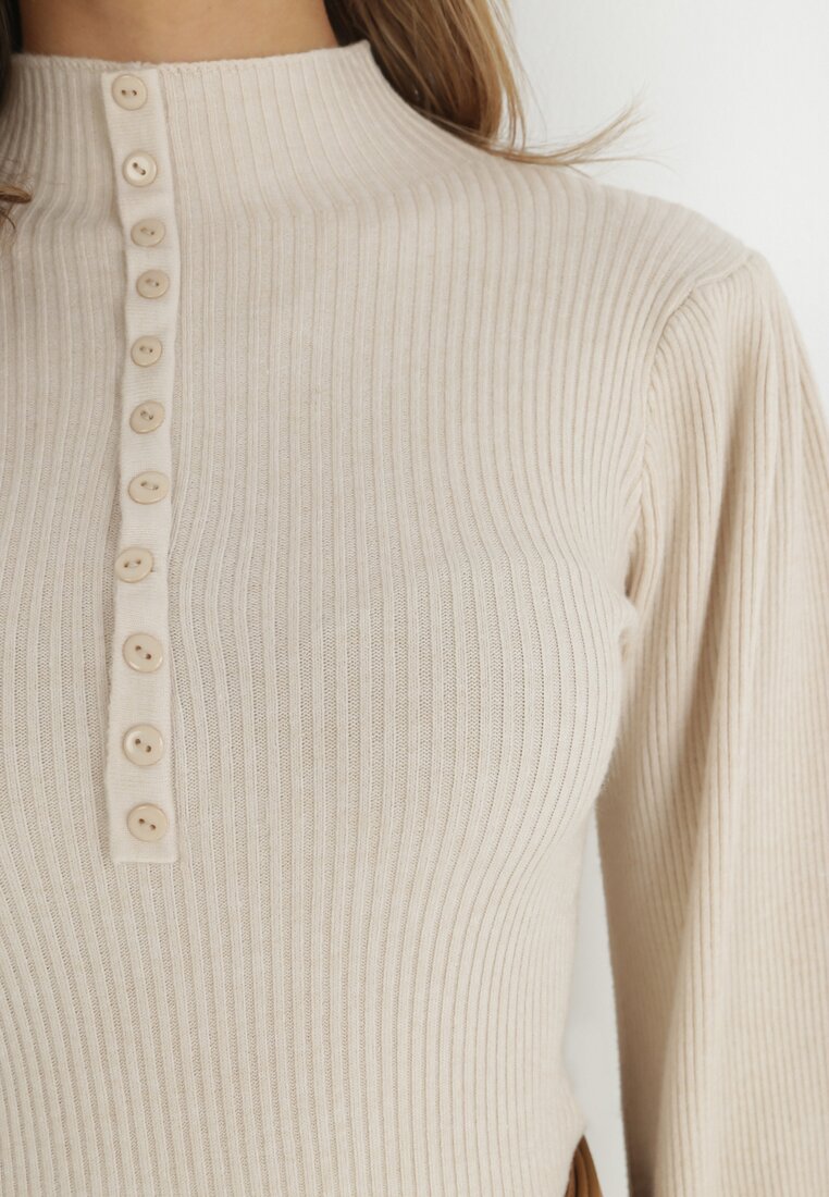 Beżowy Golf z Bufiastym Rękawem Phyree