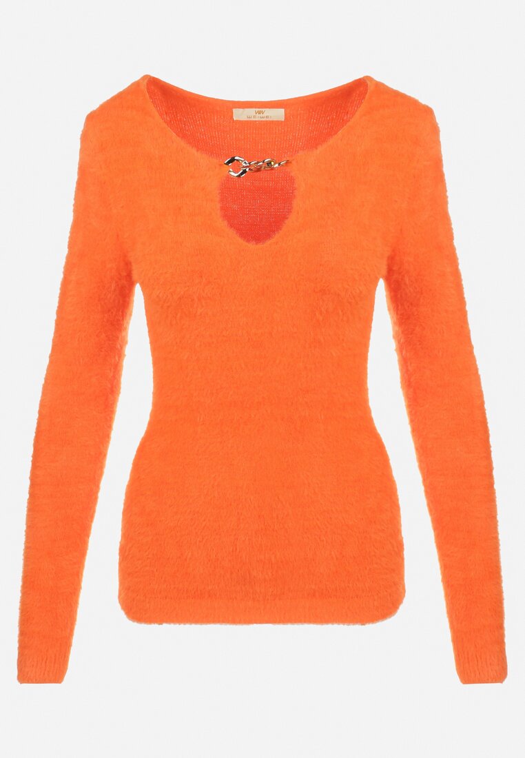 Pomarańczowy Sweter z Łańcuszkiem Zilfi