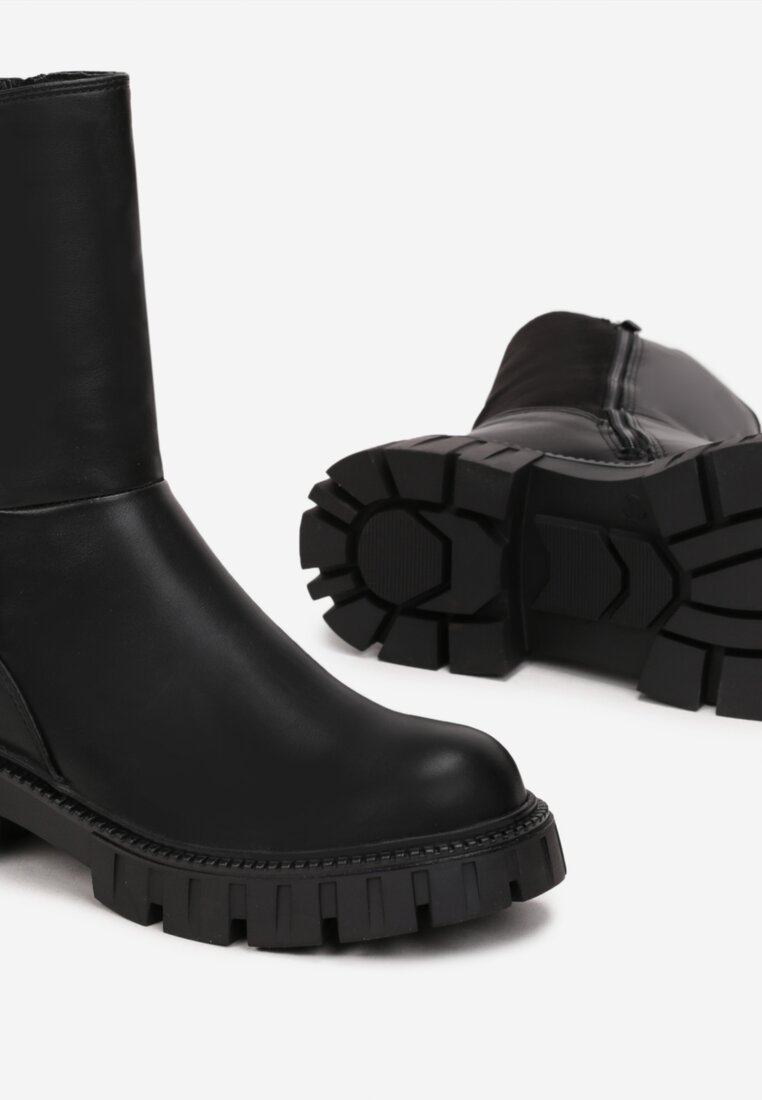 Czarne Botki Workery z Suwakiem Dorota