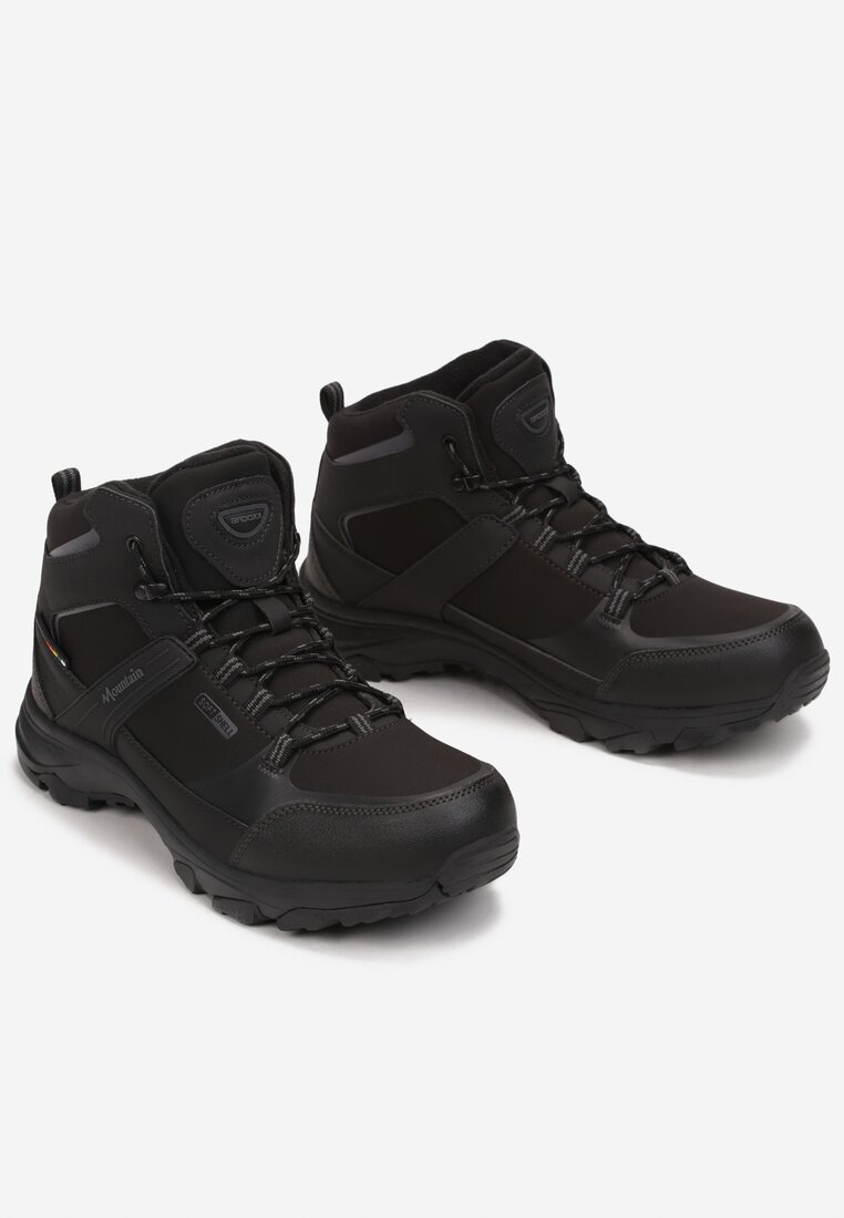 Czarne Buty Trekkingowe za Kostkę Sznurowane Cheshi